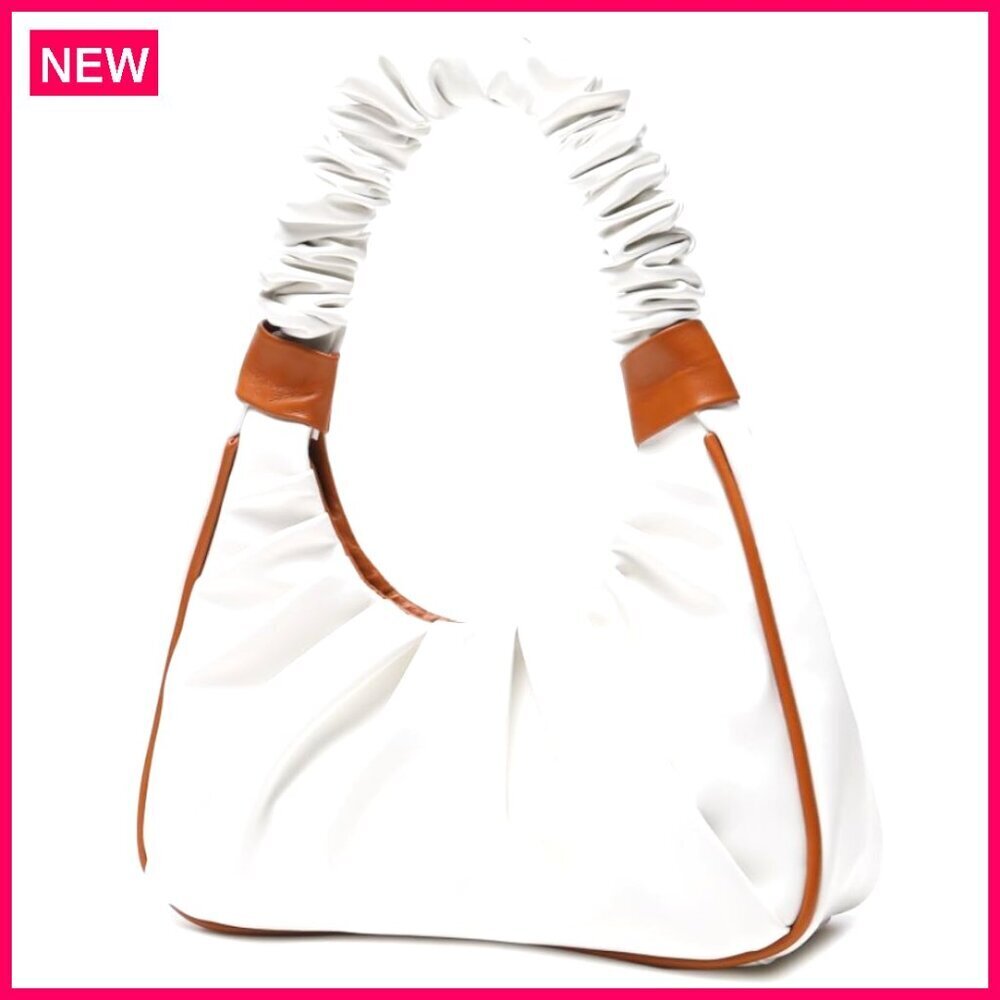 Mini Cloud Hobo Tote Bag with Zipper Closure and Scrunchie Strap
